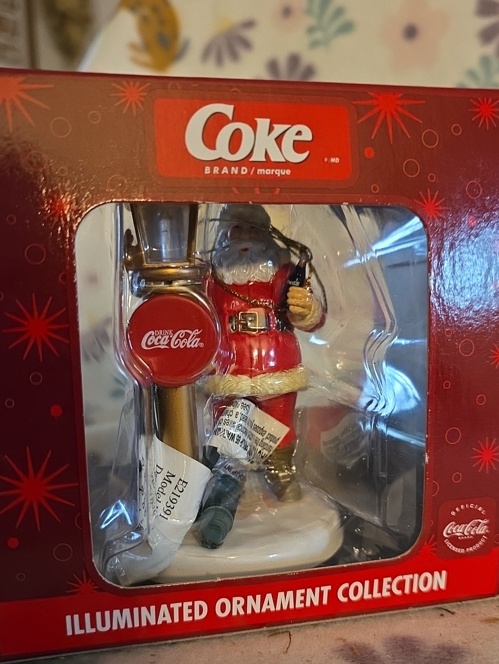 Coke Illuminated Red Santa Ornament - Coca Cola Holiday Collectible